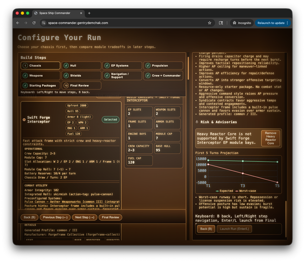 Space Commander configuration selector