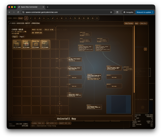 Space Commander refit screen