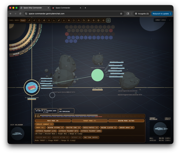 Space Commander targeting screen